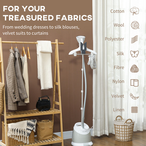 HOMCOM Clothes Steamer Upright Wrinkle Remover with Large 1.8L Water Tank - Grey by HOMCOM