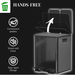 HOMCOM 20L Dual Kitchen Bin with Removable Inner Buckets by HOMCOM