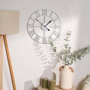 Roman Numerals Skeleton Wall Clock - Silver by OHS