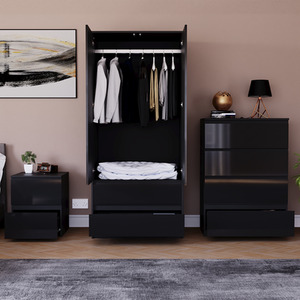 Vida Designs Glinton 3 Piece FSC Certified Bedroom Set - Black by Vida Designs