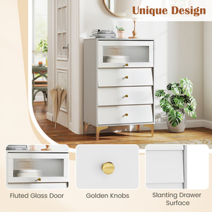 4-Drawer Dresser Storage Cabinet - Grey by Costway