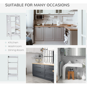 HOMCOM Kids Step Stool Kitchen Stool with Adjustable Standing Platform - Grey by HOMCOM