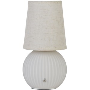 Rechargeable Ribbed White Glass Table Lamp - White by Lighting Collection