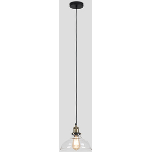 Industrial Black And Gold Clear Glass Pendant Ceiling Light - Black by ValueLights