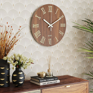 Luminous Silent Thin-Profile Wall Clock - Brown by Livingandhome