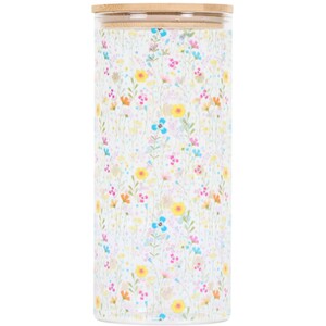 In Bloom Glass Jar with Bamboo Lid - Multicolour