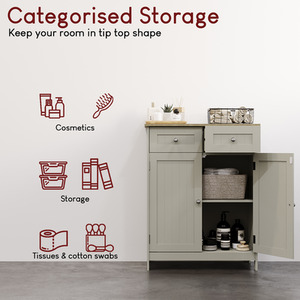 Priano 2 Drawer 2 Door Freestanding Cabinet - Grey by Vida Designs