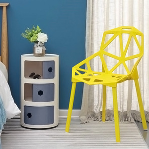 Round Beside Table Filling Cabinet Chest Unit Stockable - White Grey / 3 by Livingandhome