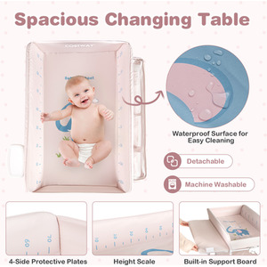 Baby Changing Table Diaper Changing Station - Beige by Costway