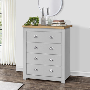 Wooden 4 Piece Furniture Set Wardrobe Chest of Drawers Bedsides Highgate - Grey by Birlea