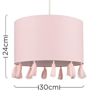Modern Pink Drum Tassel Living Room Bedroom Hallway Ceiling Pendant Light Shade - Pink by ValueLights