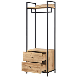 Alva Pair of Double Open Wardrobes with 2 Drawers and 4 Shelves - Oak by Swish Furniture