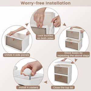 3-Drawer Stackable Shoe Storage Organiser - White by Costway