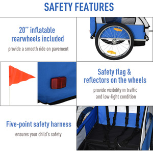 HOMCOM 2 Seat Childs Bike Stroller - Blue by HOMCOM