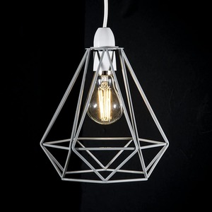 Metal Cage Pendant Light Shade - White by Giggi