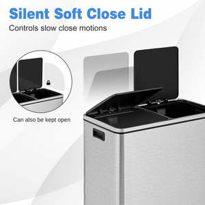 60L Step Trash Garbage Can - Silver by Costway