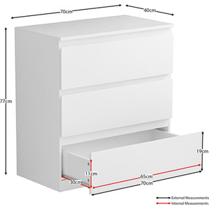 Denver Bedroom Set (2 Drawer Bedside, 3 Drawer Chest, 2 Door 2 Drawer Wardrobe) by Vida Designs