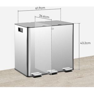HOMCOM 15L Triple Kitchen Bin with Removable Inner Buckets by HOMCOM