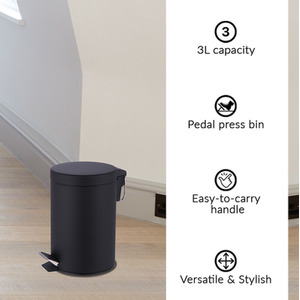 Essentials 3L Pedal Bin - Black