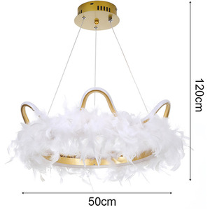 Crown Shaped Feather LED Pendant Light - White by Livingandhome