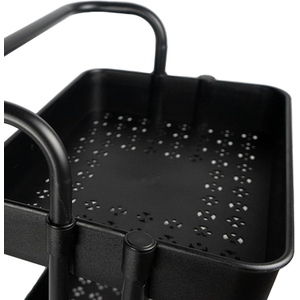 Storage Trolley On Wheels 3 Tier Basket Organiser Cart - Black by HyFive