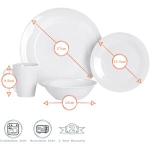 16 Piece Classic White Dinner Set - White by Argon Tableware