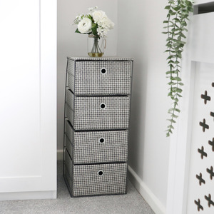 JVL Silva 4 Drawer Wide Fabric Storage Tower, Grey - Grey by JVL