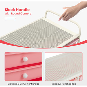 15 Drawers Mobile Storage Trolley-Red - Red by Costway