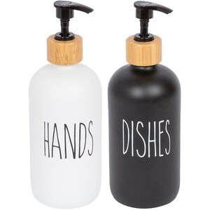 2pc Glass Dispensers Set - 500ml - WhiteBlack - White by Harbour Housewares