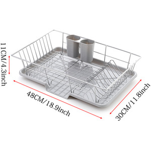 Metal Dish Drying Rack Dish Drainer Rack with Tray - Grey by Livingandhome