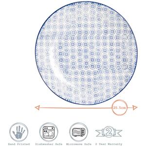 Hand-Printed Dinner Plates - 25.5cm - 3 Colours - Pack of 6 - Multi by Nicola Spring