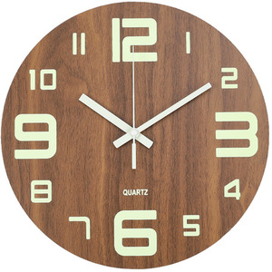 Luminous Silent Thin-Profile Wall Clock - Brown by Livingandhome