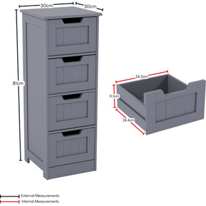 Priano 4 Drawer Freestanding Unit - Light Grey by Vida Designs