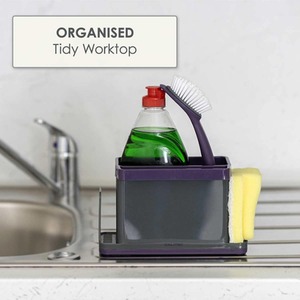 CALITEK Sink Caddy Washing Up Organiser with Removable Drip Tray - Purple by Calitek