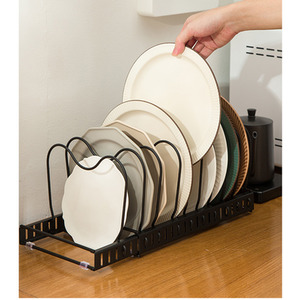 Expandable Cookware Rack Adjustable Pan Organizer - Black by Livingandhome