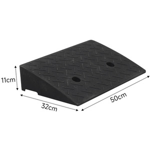 2-Pack Heavy-Duty Rubber Curb Ramp - Black / Overall Dimensions: 50cm W x 32cm D x 11cm H by Livingandhome