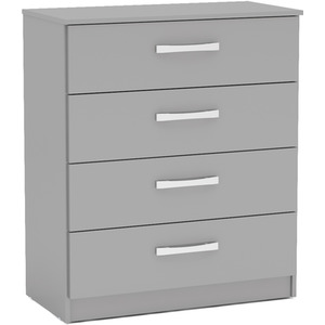 Wooden 4 Piece Furniture Set Wardrobe Chest of Drawers Bedsides Lynx - Grey by Birlea