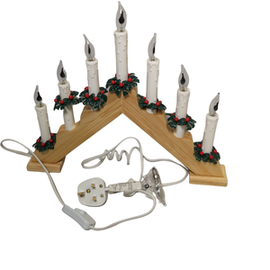 Premier 7 Flickering Bulb Christmas Candle Bridge - White by Samuel Alexander
