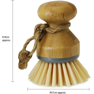 Round Bamboo Short Dish Pot Brush - Orange by JVL