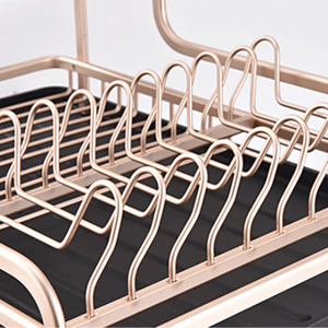 2 Tier Dish Drying Drainer Rack - Rose Gold by Livingandhome