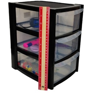 Small 3 Drawer Stationery Storage Unit Black - Black by Thumbs Up