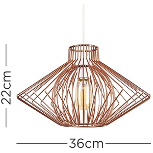 Disperse Geometric Design Copper Wire Basket Cage Ceiling Pendant Light Shade - Copper by ValueLights