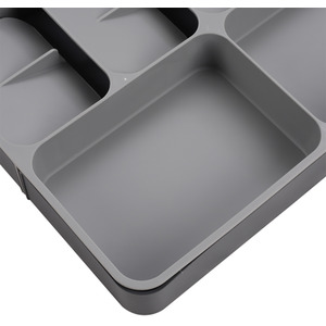 Cutlery Organiser Utensil Storage Adjustable Inserted Drawer Tray - Grey by Livingandhome