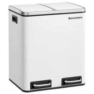 SONGMICS Double Kitchen Bin with Soft-Close Lids - White by SONGMICS