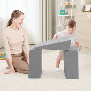 5-Piece Climb and Crawl Playset - Grey by Costway