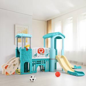 Toddlers Slide and Climber with Balls and Ring Toss - Light Blue by Livingandhome