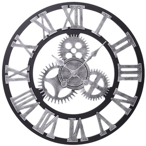 Industrial Large Luxury Silent Wall Clock for Home Decor - Silver by Livingandhome