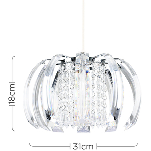 Ceiling Shade In Chrome Finish With Clear Acrylic Droplets - Silver by ValueLights