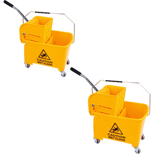 Yellow 20L Strong Kentucky Plastic Mop Bucket With Wheels and Handle - Yellow by STORM TRADING GROUP