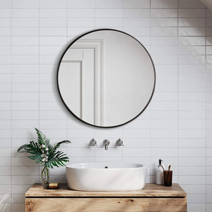 Round Bathroom Wall Mirror - Black / 50cm / 2.9kg by lifeideas